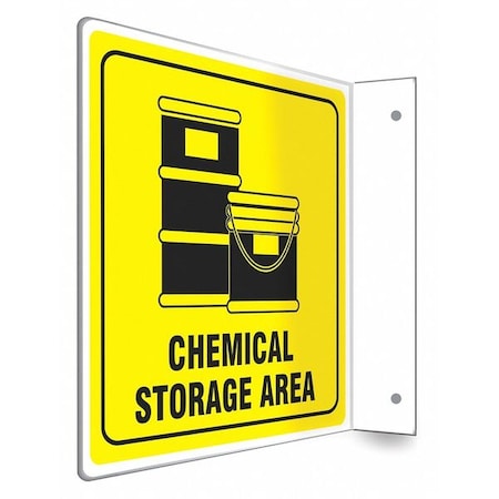 High Visibility Safety Sign, 8 in H, 8 in W, PETG, L-Shape Projection, English, 480W89 MPN:480W89