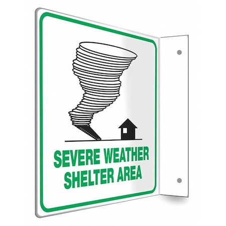 High Visibility Safety Sign, 8 in Height, 8 in Width, PETG, L-Shape Projection, English MPN:480X10