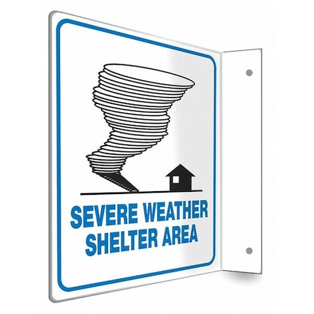 High Visibility Safety Sign, 8 in Height, 8 in Width, PETG, L-Shape Projection, English MPN:480X11