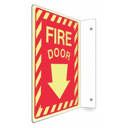 Safety Sign, PETG, 9 in W, 12 in H, FIRE DOOR, Red MPN:480X15