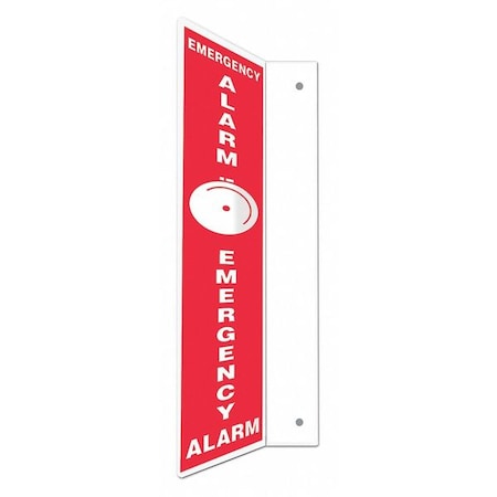 High Visibility Safety Sign, 24 in Height, 4 in Width, PETG, L-Shape Projection, English MPN:480X20
