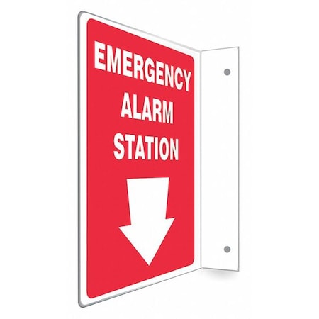 High Visibility Safety Sign, 12 in Height, 9 in Width, PETG, L-Shape Projection, English MPN:480X21