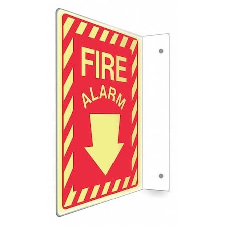 High Visibility Safety Sign, 12 in Height, 9 in Width, PETG, L-Shape Projection, English MPN:480X22