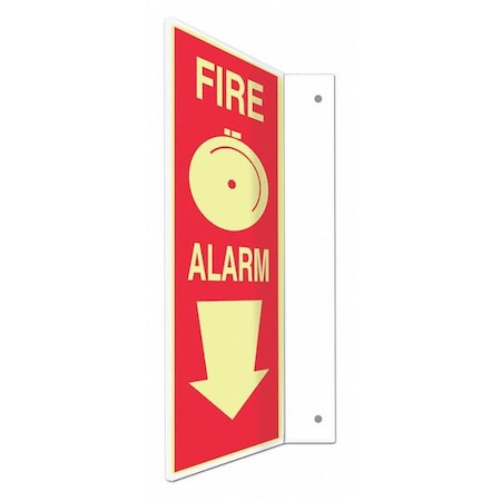 High Visibility Safety Sign, 12 in Height, 4 in Width, PETG, L-Shape Projection, English MPN:480X26