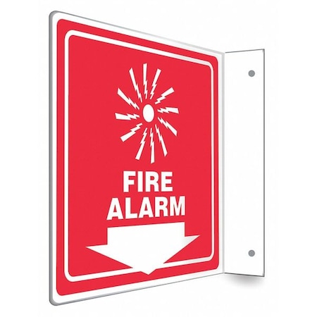 High Visibility Safety Sign, 8 in Height, 8 in Width, PETG, L-Shape Projection, English MPN:480X33