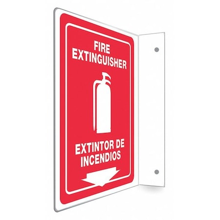 High Visibility Safety Sign, 12 in Height, 9 in Width, PETG, L-Shape Projection, English, Spanish MPN:480X58