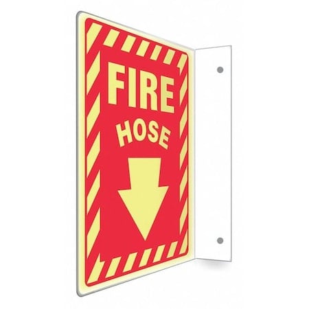 High Visibility Safety Sign, 12 in Height, 9 in Width, PETG, L-Shape Projection, English MPN:480X59