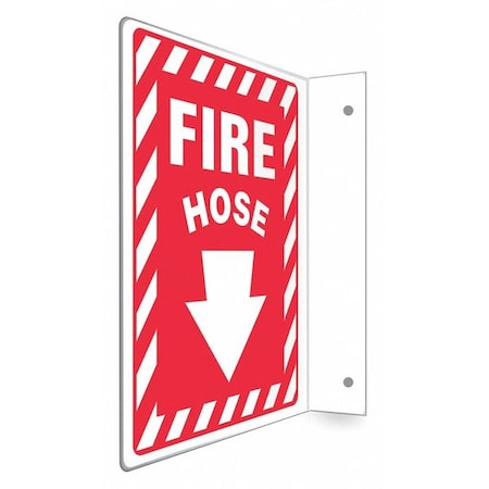 High Visibility Safety Sign, 12 in Height, 9 in Width, PETG, L-Shape Projection, English MPN:480X60