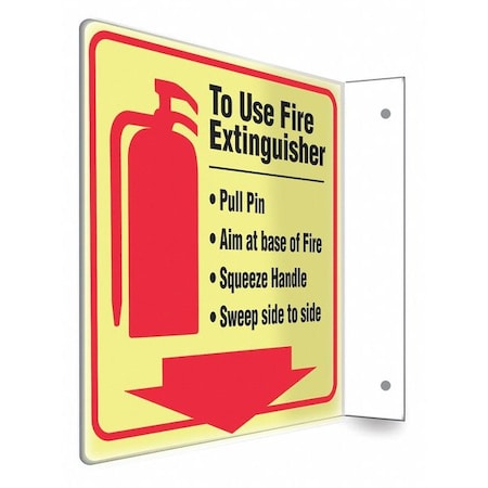 High Visibility Safety Sign, 8 in Height, 8 in Width, PETG, L-Shape Projection, English MPN:480X73