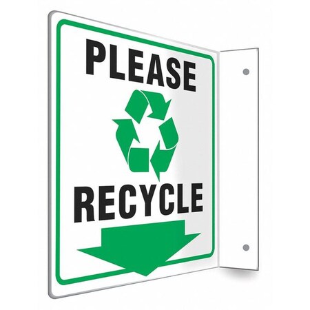 No Header, PLEASE RECYCLE, 12 in W x 8 in H, L-Shape Projection, PETG MPN:480X86