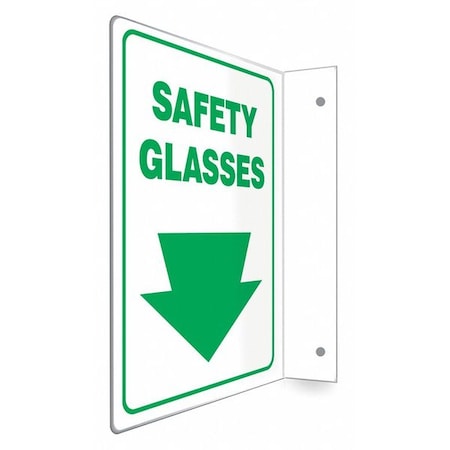 High Visibility Safety Sign, 12 in Height, 9 in Width, PETG, L-Shape Projection, English MPN:480X90
