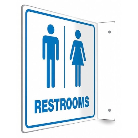 RESTROOMS, 8 in W x 8 in H, L-Shape Projection, PETG, 480X95 MPN:480X95