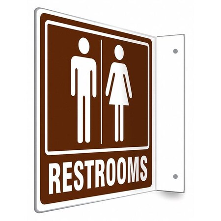 RESTROOMS, 8 in W x 8 in H, L-Shape Projection, PETG, 480X97 MPN:480X97