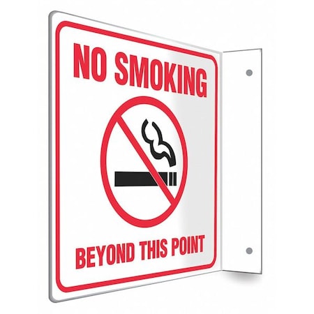 No Header, NO SMOKING BEYOND THIS POINT, 8 in W x 8 in H, L-Shape Projection, PETG MPN:480X99