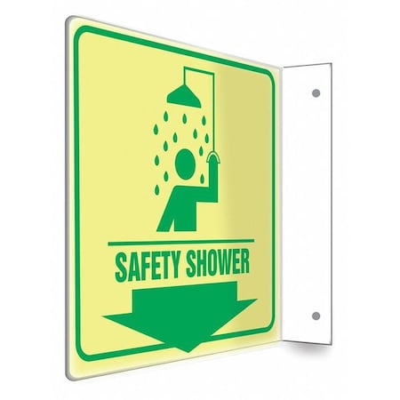 SAFETY SHOWER, 8 in W x 8 in H, L-Shape Projection, PETG, 480Y02 MPN:480Y02