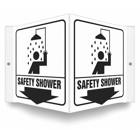 SAFETY SHOWER, 8 1/2 in W x 6 in H, V-Shape Projection, PETG, 480Y05 MPN:480Y05