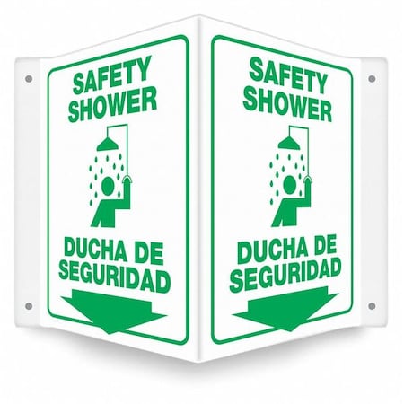 SAFETY SHOWER/DUCHA DE SEGURIDAD, 14 in W x 12 in H, V-Shape Projection, PETG, 480Y06 MPN:480Y06