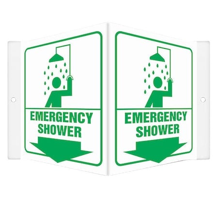 EMERGENCY SHOWER, 8 1/2 in W x 6 in H, V-Shape Projection, PETG, 480Y07 MPN:480Y07