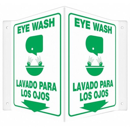 EYE WASH/LAVADO PARA LOS OJOS, 14 in W x 12 in H, V-Shape Projection, PETG, 480Y16 MPN:480Y16