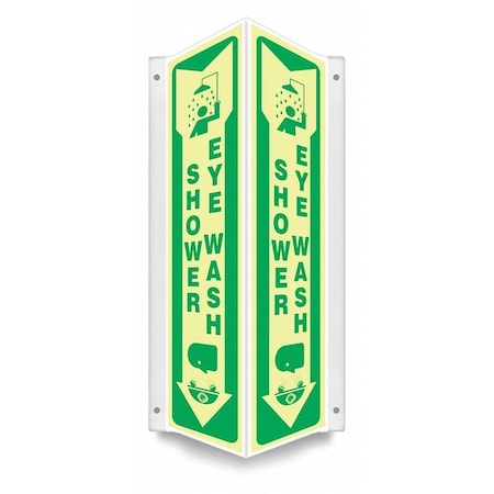 SHOWER EYE WASH, 7 1/2 in W x 18 in H, V-Shape Projection, PETG, 480Y19 MPN:480Y19