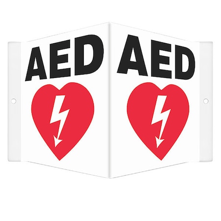 AED, 8 1/2 in W x 6 in H, V-Shape Projection, PETG, 480Y21 MPN:480Y21
