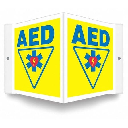 AED, 8 1/2 in W x 6 in H, V-Shape Projection, PETG, 480Y22 MPN:480Y22