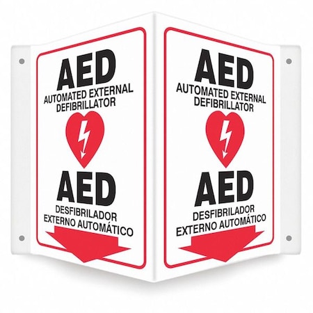 AED AUTOMATIC EXTERNAL DEFIBRILLATOR, Spanish-Bilingual, 14 in W x 12 in H, 480Y23 MPN:480Y23