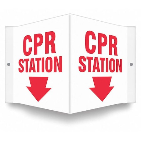 CPR STATION, 8 1/2 in W x 6 in H, V-Shape Projection, PETG, 480Y28 MPN:480Y28