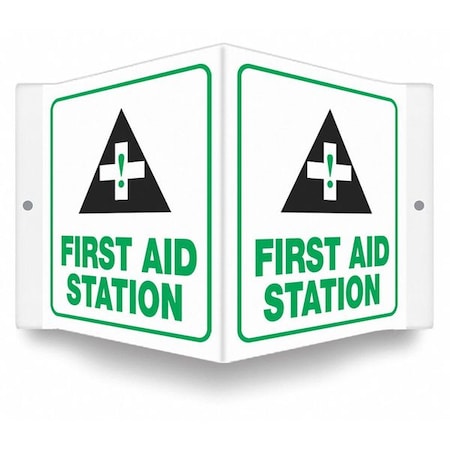 FIRST AID STATION, 8 1/2 in W x 6 in H, V-Shape Projection, PETG, 480Y37 MPN:480Y37