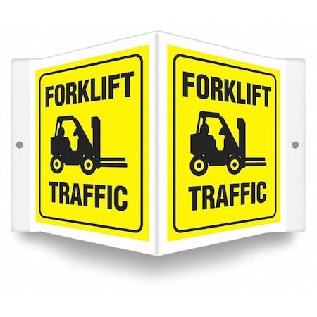 High Visibility Safety Sign, 6 in H, 8 1/2 in W, PETG, V-Shape Projection, English, 480Y43 MPN:480Y43