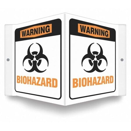 Safety Sign, 6 in H, 8 1/2 in W, PETG, V-Shape Projection, English, 480Y47 MPN:480Y47