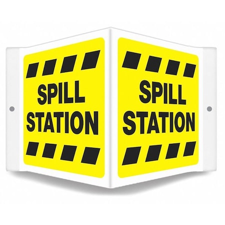 High Visibility Safety Sign, 6 in H, 8 1/2 in W, PETG, V-Shape Projection, English, 480Y85 MPN:480Y85