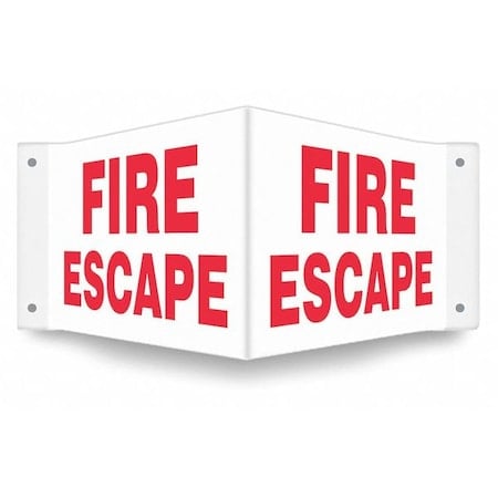 High Visibility Safety Sign, PETG, 18 in W, 8 in H, FIRE ESCAPE, White MPN:480Y94