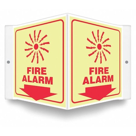 High Visibility Safety Sign, 6 in Height, 8 1/2 in Width, PETG, V-Shape Projection, English MPN:480Z14