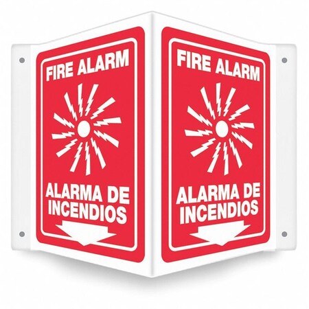 High Visibility Safety Sign, 12 in Height, 14 in Width, PETG, V-Shape Projection, English, Spanish MPN:480Z16