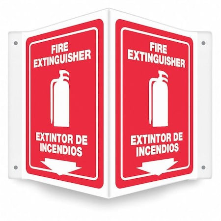 High Visibility Safety Sign, 12 in Height, 14 in Width, PETG, V-Shape Projection, English, Spanish MPN:480Z40