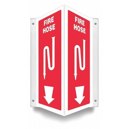 High Visibility Safety Sign, 12 in Height, 7 1/2 in Width, PETG, V-Shape Projection, English MPN:480Z50