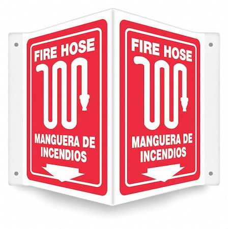 High Visibility Safety Sign, 12 in Height, 14 in Width, PETG, V-Shape Projection, English, Spanish MPN:480Z54