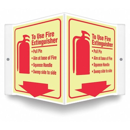 High Visibility Safety Sign, 6 in Height, 8 1/2 in Width, PETG, V-Shape Projection, English MPN:480Z55