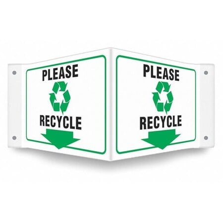 No Header, PLEASE RECYCLE, 18 in W x 8 in H, V-Shape Projection, PETG MPN:480Z68