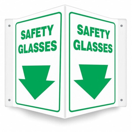 High Visibility Safety Sign, 12 in Height, 14 in Width, PETG, V-Shape Projection, English MPN:480Z72