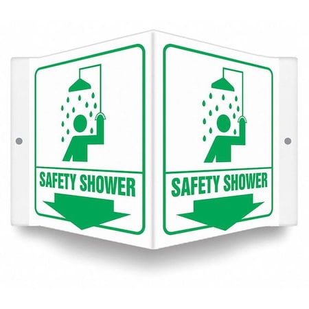 SAFETY SHOWER, 8 1/2 in W x 6 in H, V-Shape Projection, PETG, 480Z84 MPN:480Z84