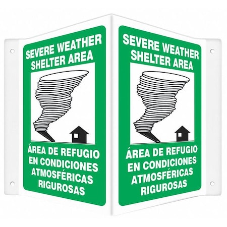 High Visibility Safety Sign, 12 in Height, 14 in Width, PETG, V-Shape Projection, English, Spanish MPN:480Z90