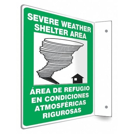 High Visibility Safety Sign, 12 in Height, 9 in Width, PETG, L-Shape Projection, English, Spanish MPN:480Z91