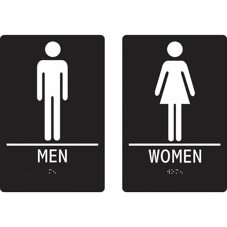 MEN/WOMEN, 6 in W x 9 in H, Vertical Rectangle, ABS Plastic, 483U11, PK2 MPN:483U11
