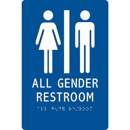 ALL GENDER RESTROOM, 6 in W x 9 in H, Vertical Rectangle, Modified Acrylic, 483U14 MPN:483U14