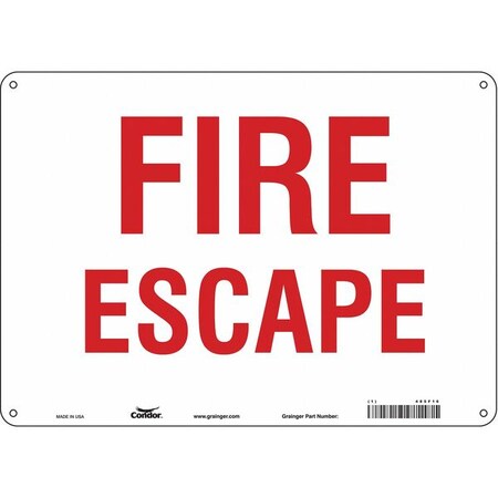 Safety Sign, Aluminum, 14 in W, 10 in H, FIRE ESCAPE, White MPN:485F16