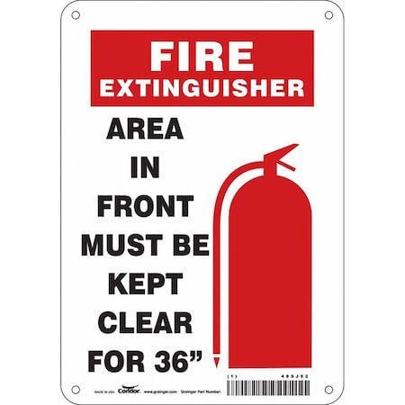 AREA IN FRONT MUST BE KEPT CLEAR FOR 36 in, 7 in W x 10 in H, Polyethylene, 485J52 MPN:485J52