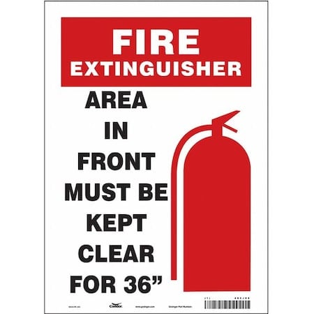 AREA IN FRONT MUST BE KEPT CLEAR FOR 36 in, 10 in W x 14 in H, Vertical Rectangle, Vinyl, 485J55 MPN:485J55