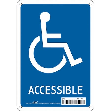 ACCESSIBLE, 7 in W x 10 in H, Horizontal Rectangle, Polyethylene, 485J66 MPN:485J66